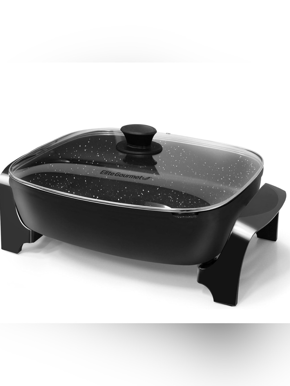 Elite Gourmet Electric Skillet with Glass Lid - Black